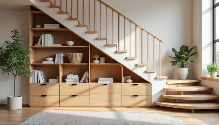 découvrez comment optimiser l'espace sous votre escalier avec des solutions de rangement ingénieuses et pratiques pour un intérieur bien organisé.