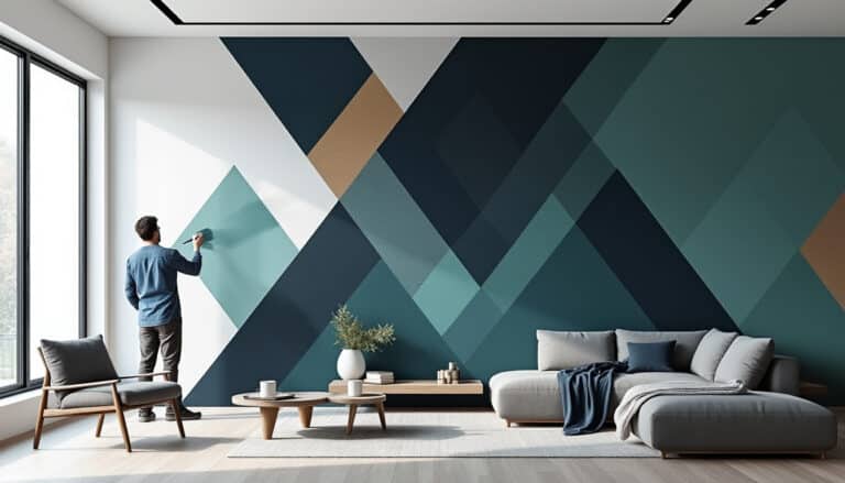 découvrez comment l'application d'une peinture géométrique foncée peut transformer votre intérieur en définissant un mur accent unique et moderne.